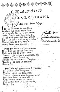 Chanson sur les �migrans (1789)