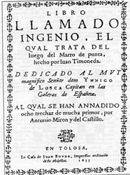 Libro llamado ingenio, el cual trata del juego del marro de punta (1635)